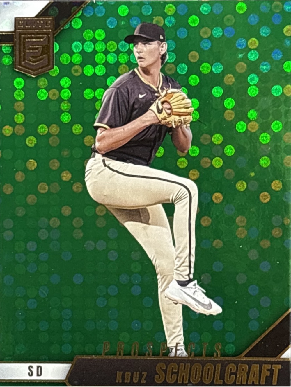 Panini Elite Kruz Schoolcraft Prospects Baseball Card - Green Prizm
